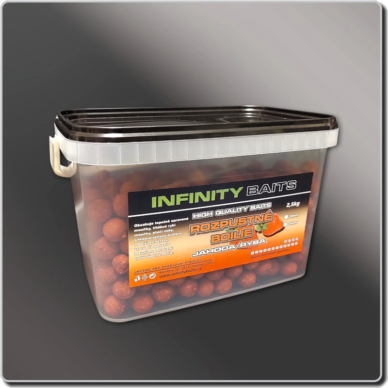 Rozpustné boilies Jahoda/ryba 200 g mix 20 + 24 mm